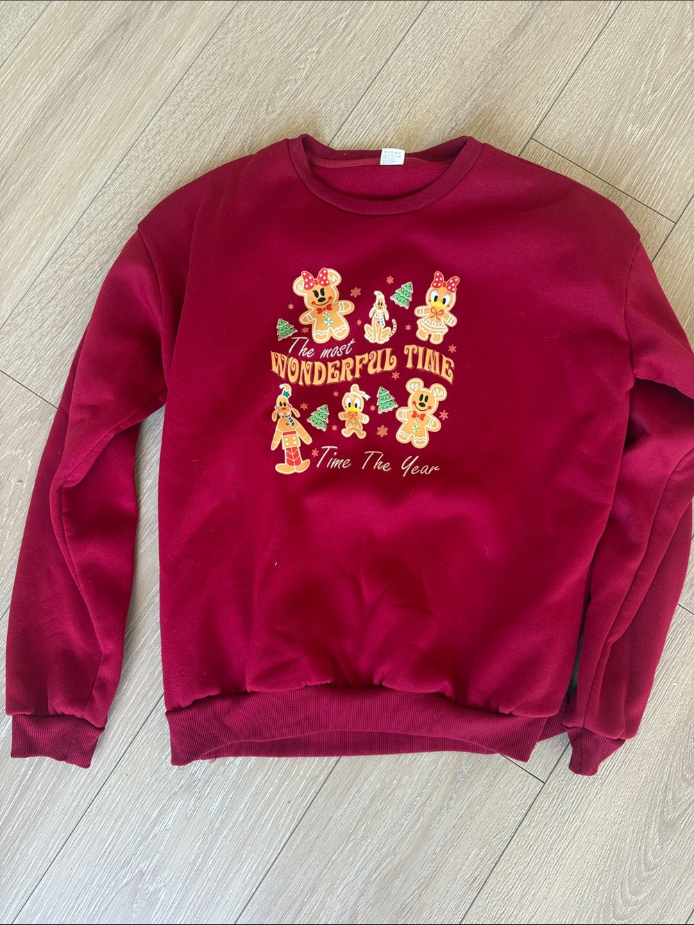 SHEIN Maroon Gingerbread Graphic Crewneck Sweatshirt